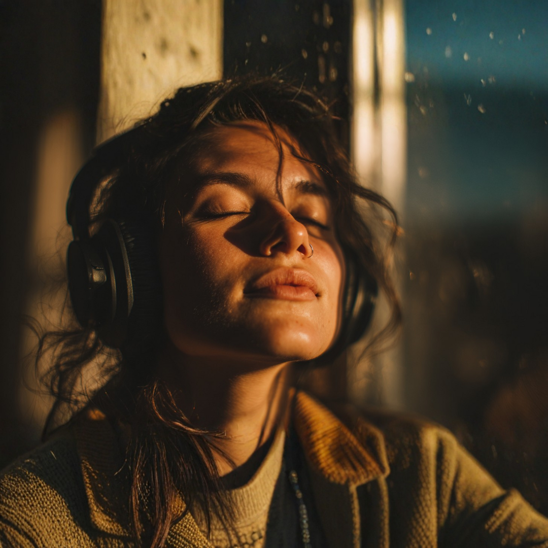 Woman listening to a TailorTune custom song