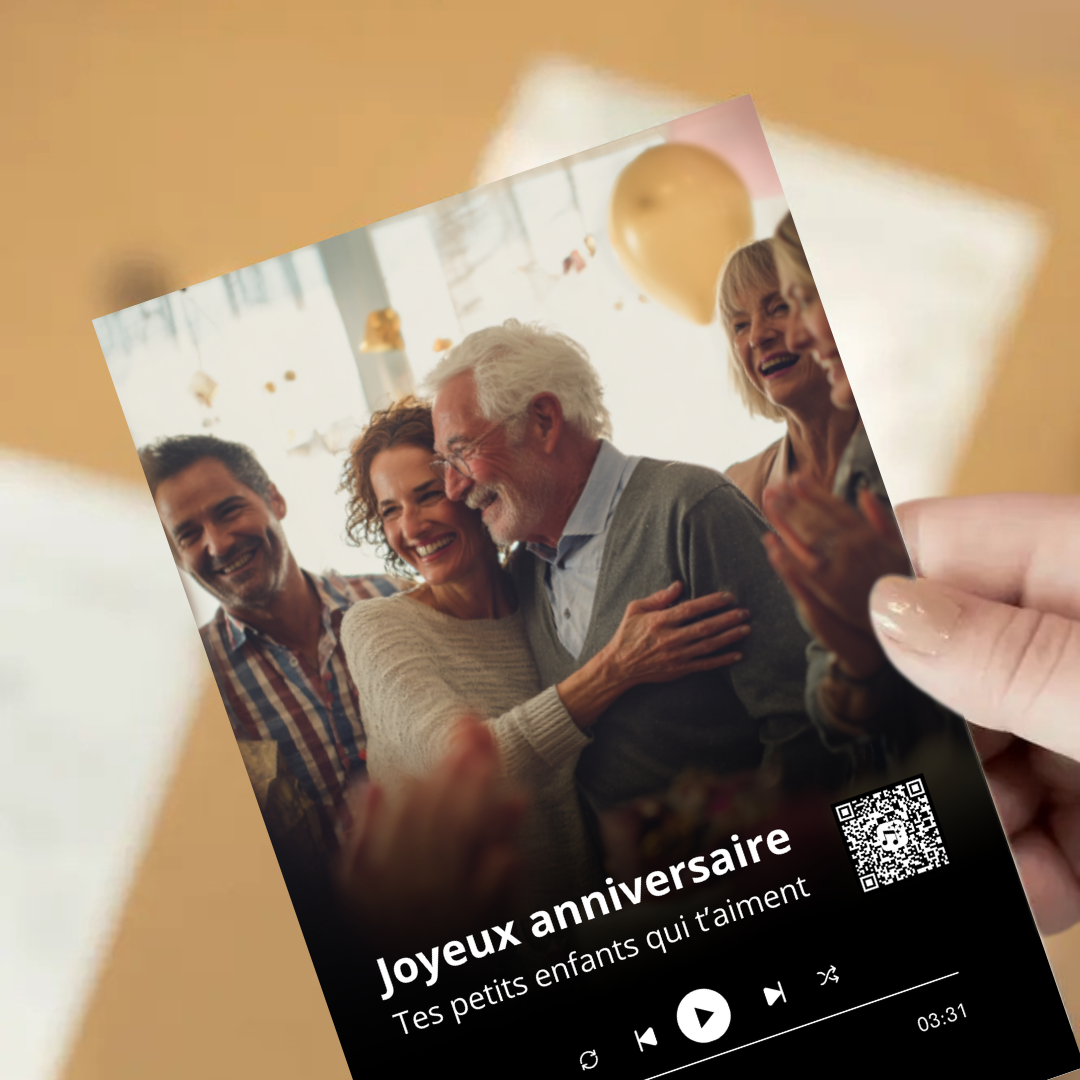 Hand holding a TailorTune custom postcard